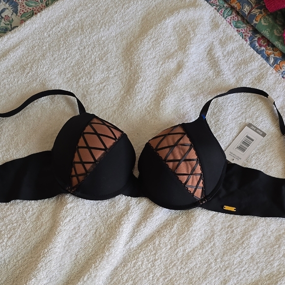 Frederick's of Hollywood Other - Frederick's of Hollywood Black and Brown Criss-Cross Lace Bra